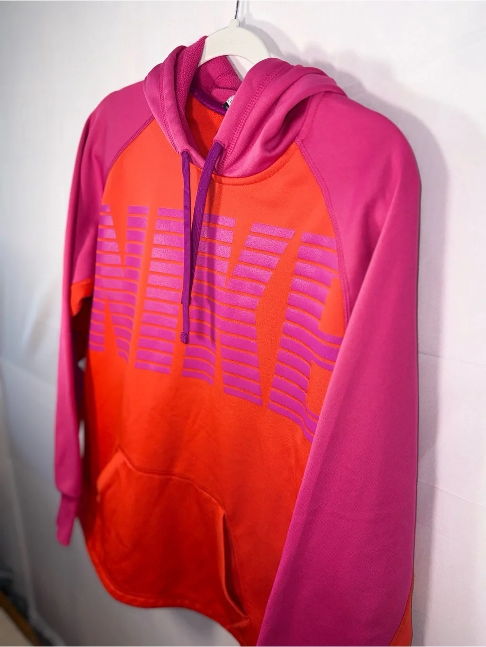 Nike Therma-Fit Women Orange & Pink Logo Pullover Hoodie Size Large
